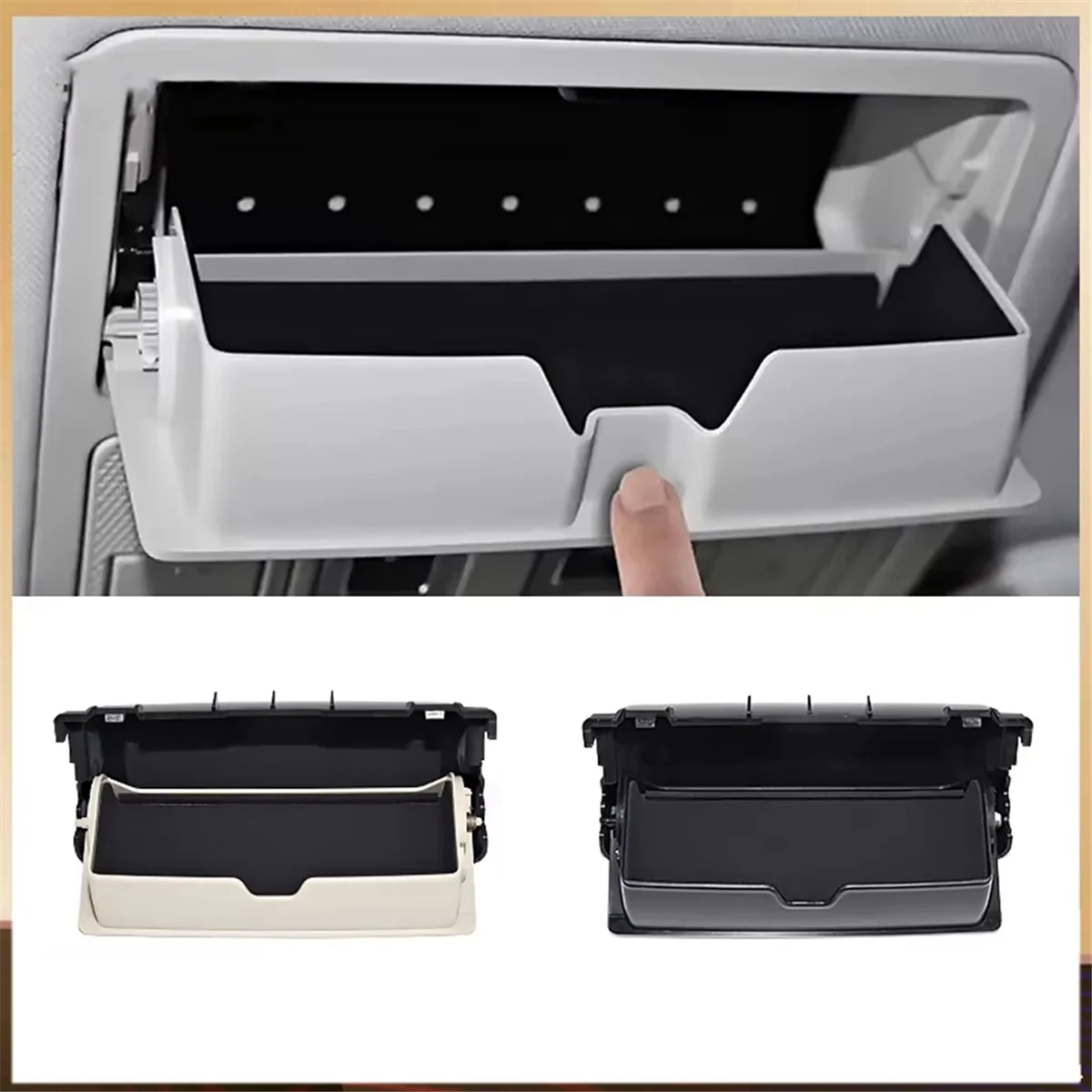 صندوق تخزين حامل علبة النظارات لسيارة لاند روفر ديفندر 90/110/130 2020-2025 (بيج) -T45C