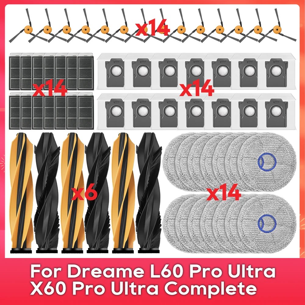 Fit For ( Dreame L60 Pro Ultra / X60 Pro Ultra Complete ) Main Side Brush Filter Mop Dust Bag Robot Vacuum Cleaner Parts