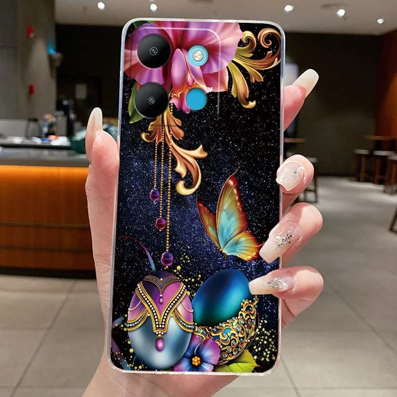 Per Tecno Spark Go 2023 BF7n Custodia Trasparente Estetica Moda Simpatico Gatto Astronauta Della Copertura Posteriore Del Silicone Morbido Trasparente TPU Cassa Del Telefono