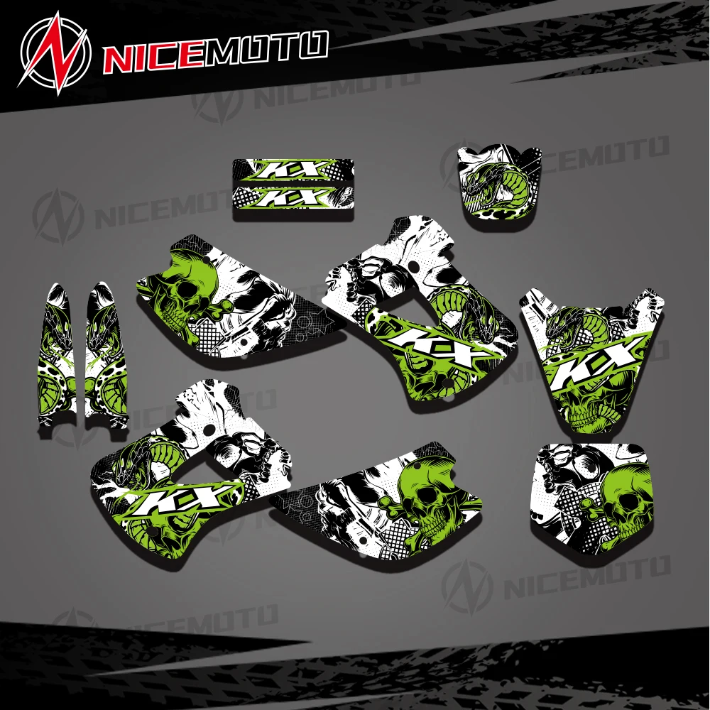 NICEMOTO Motorcycle Graphics Decal Sticker Kits for Kawasaki KX85 KX 85 1998 1999 2000 - 2013 Number Name Background Custom