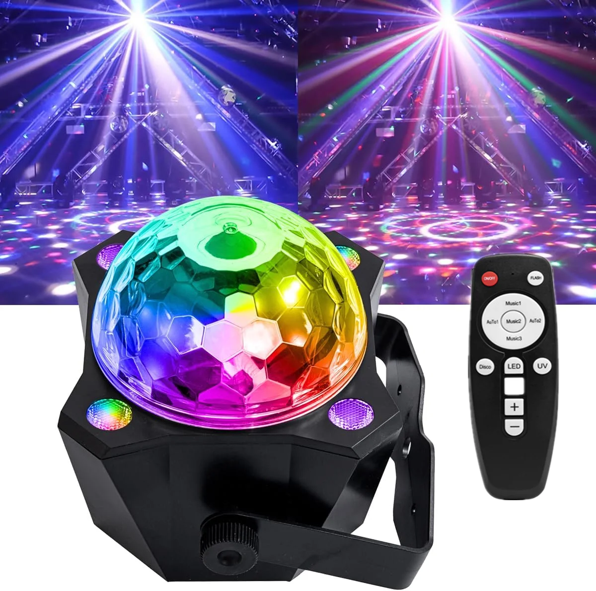 

Диско-светильник светодиодный с голосовым управлением, стробоскоп цветной для диджея, празднования дня рождения, карнавала, семейного клуба, сценического представления, Рождественское украшение