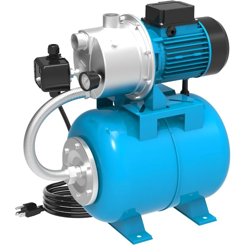 

Shallow Well Pump with Pressure Tank 1.5HP, Irrigation Jet Pump 1200 GPH Automatic Booster Sprinkler System