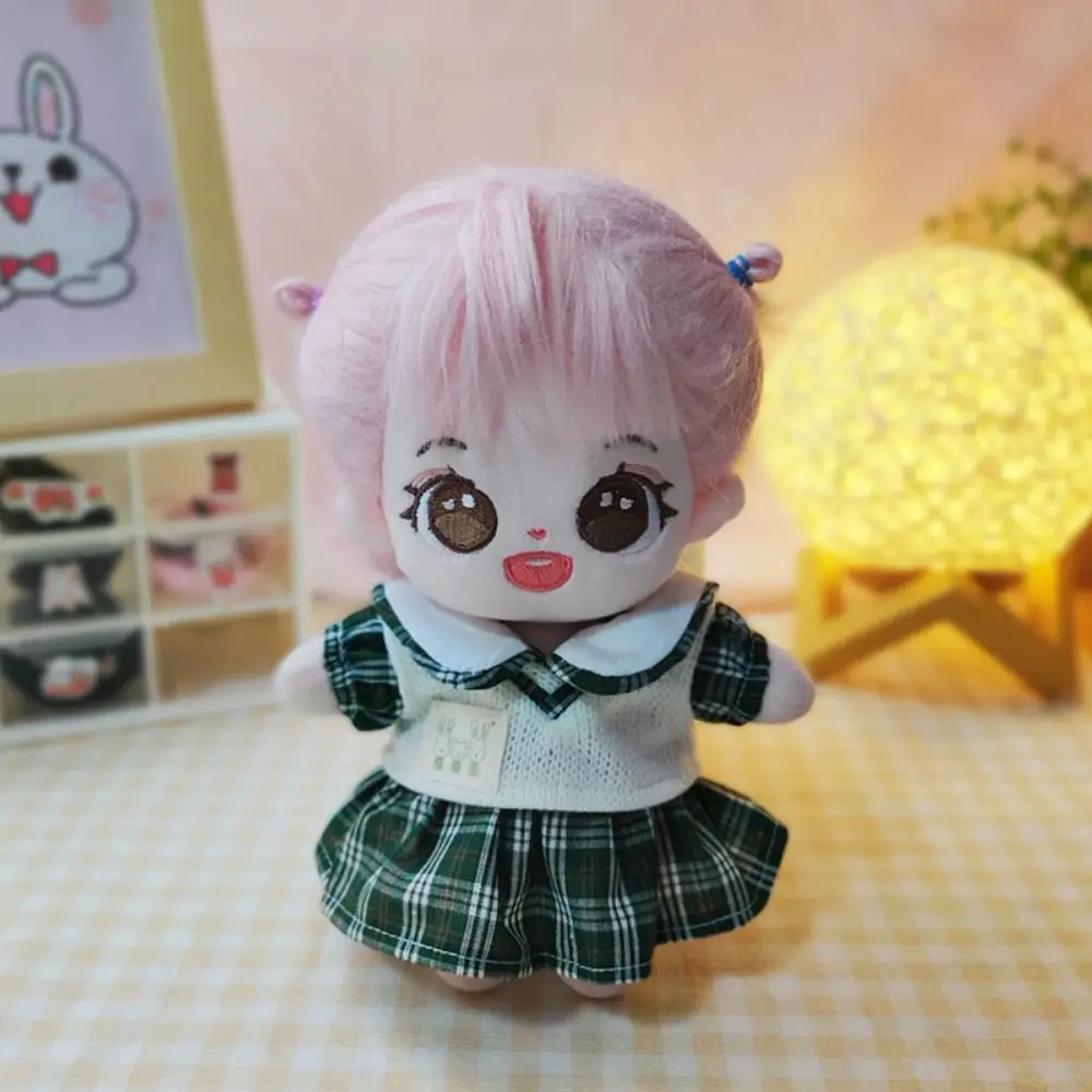 Replaceable 20cm Cotton Doll Clothes Two-piece Set Clothes No Attribute Doll Dlothes Cartoon Kawaii Vest Jk Skirt Two-piece Set