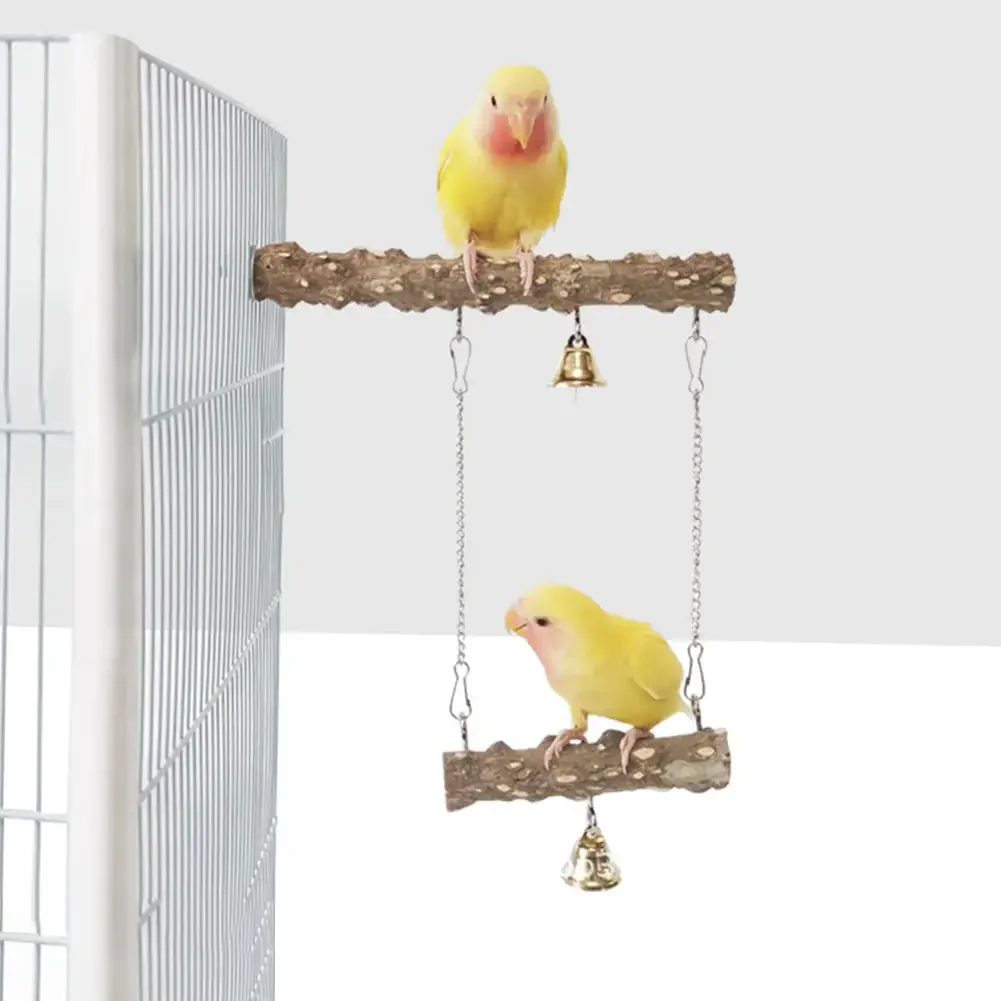 Pepper Wood Parrot Stand Pole Double Layer Toy for Bird Tiger Skin Claw Grinding Beak Grinding Stand Pole Bird Cage Accessories