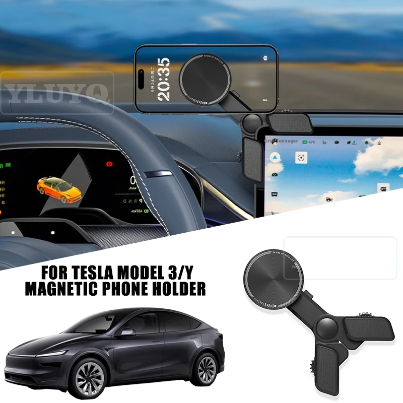 

For Tesla model 3 model Y Car Magnetic Phone Holder Screen Levitation Gravity Navigation Mount 360° Car Interior Accessories