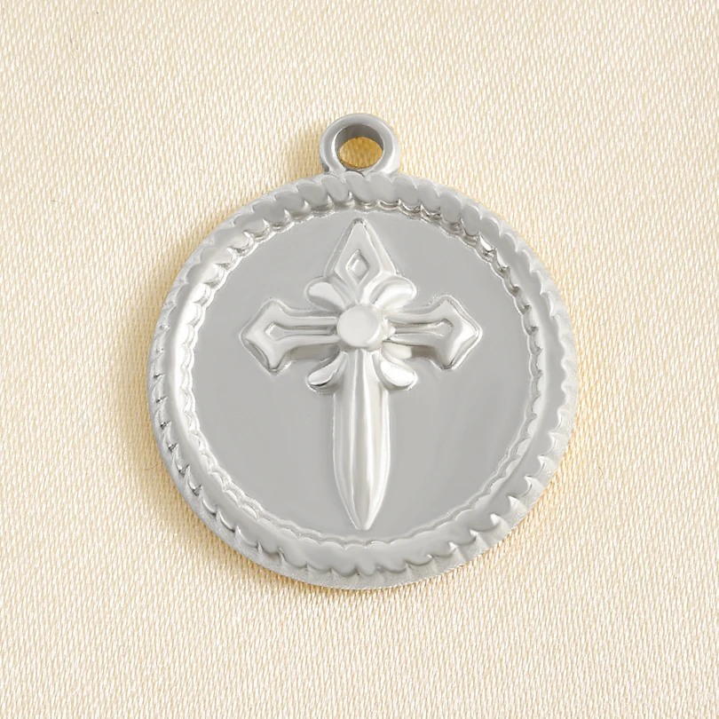 5pcs Silver Color Mutlistyle Cross Bee Grenade Charm Stainless Steel Pendants For Jewelry Making Bracelets Necklace DIY Findings view 2