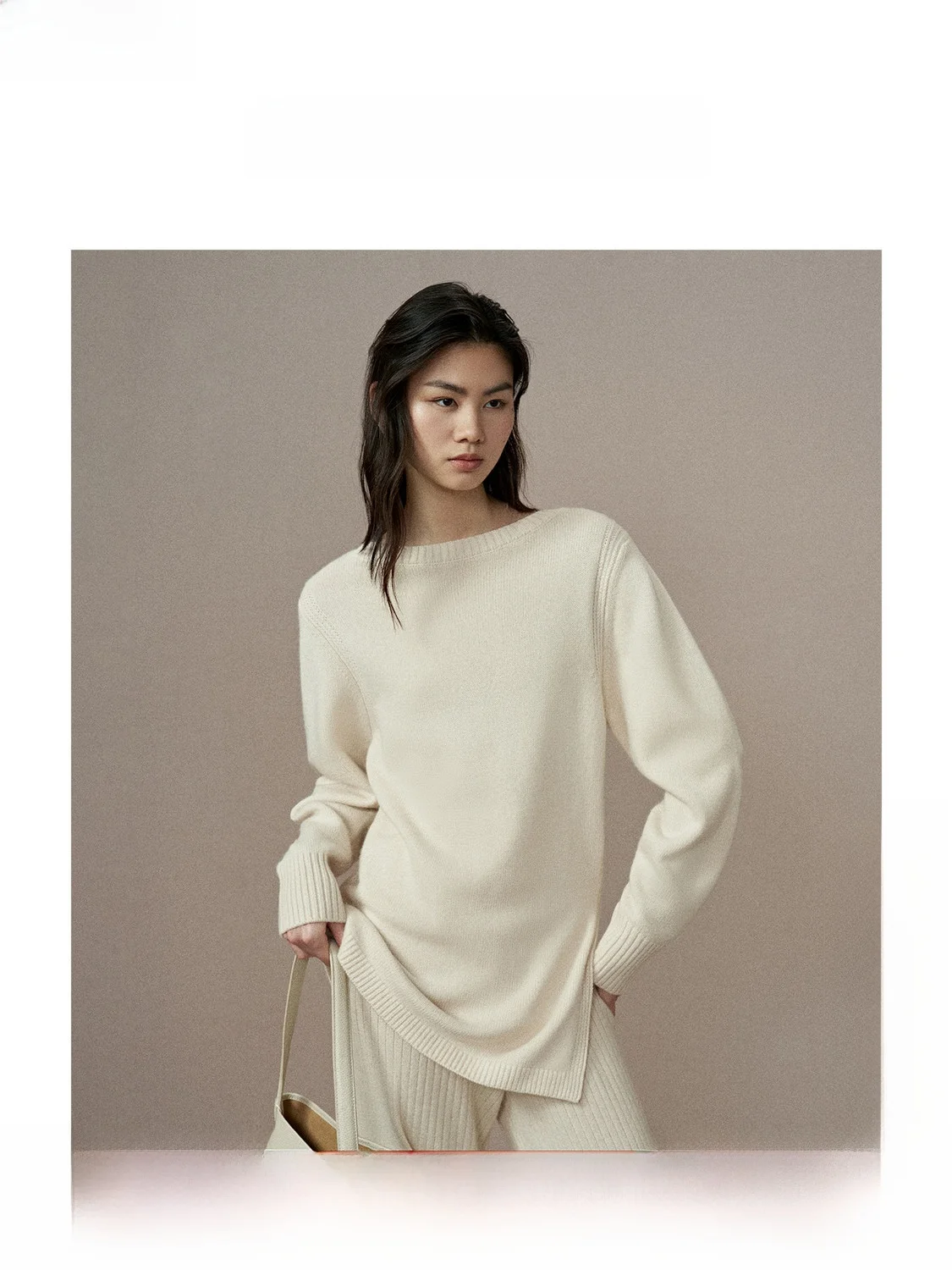 

ZhiZhi Women's Knitted Sweater round Ne Side Slit Warm Skin-friendly Winter New Arrival Wool Blend Long Sve Commute Sle