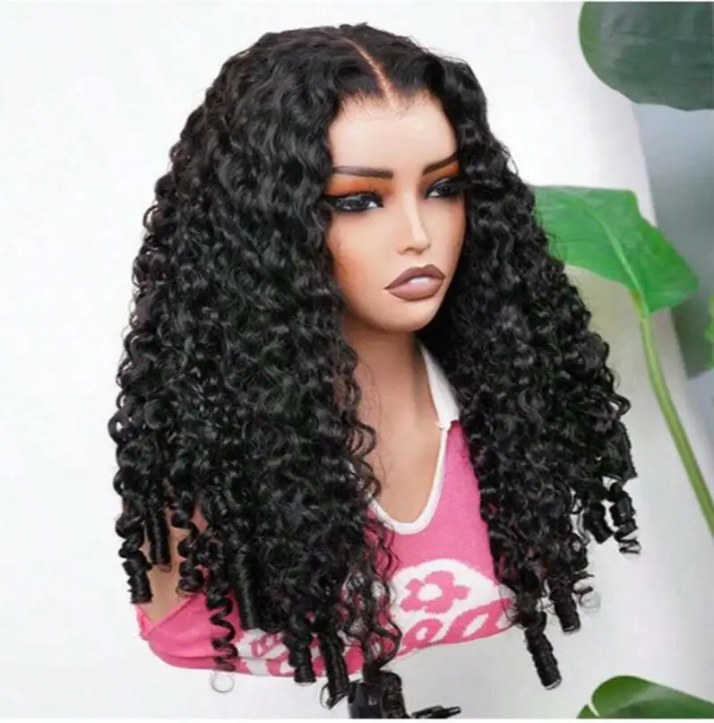 Parrucca con frontale in pizzo, realizzata con capelli umani ricci birmani, densità del 250%, capelli Remy, pizzo trasparente HD 13x4, ciocche pre-sfoltite, ricci voluminosi, lunghezza 28 pollici,
