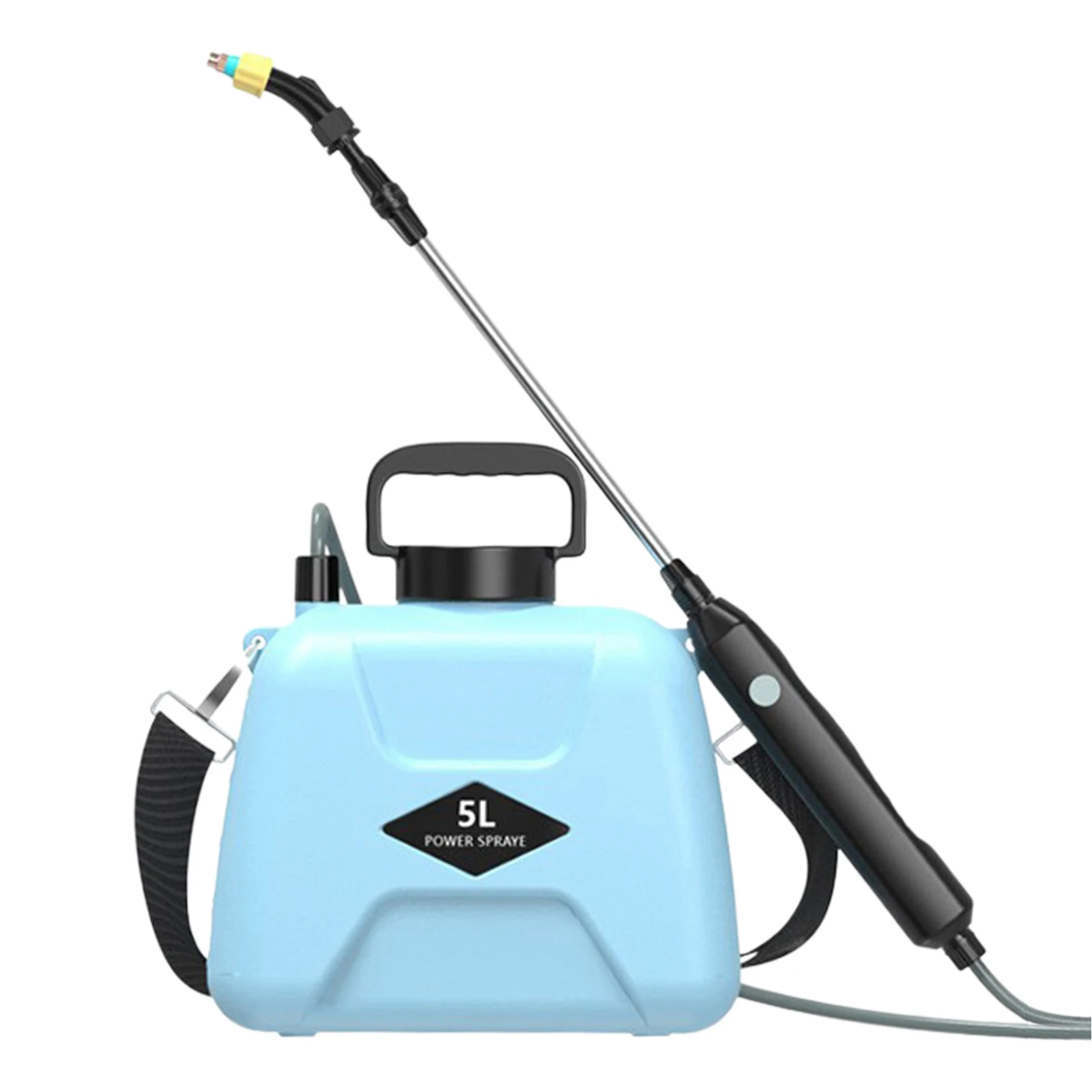 5L Electric Sprayer with 3 Mist Nozzles Rechargeable Retractable Wand Water Sprayer with Shoulder Strap for Yard Lawn and Garden