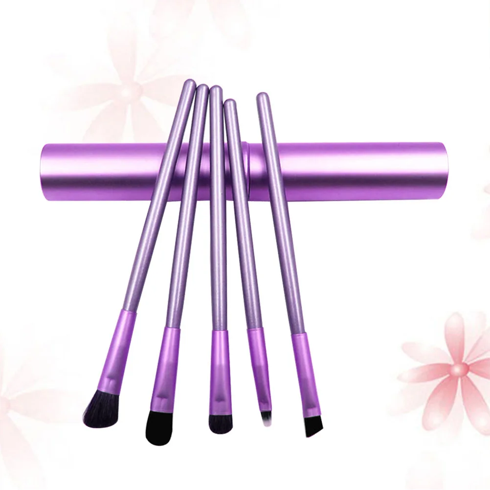 Kit de pinceaux de maquillage pour les yeux, 5 pièces, pinceaux à paupières à Long manche en Fiber naturelle, pour femmes et filles, ensemble de pinceaux de maquillage professionnels quotidiens