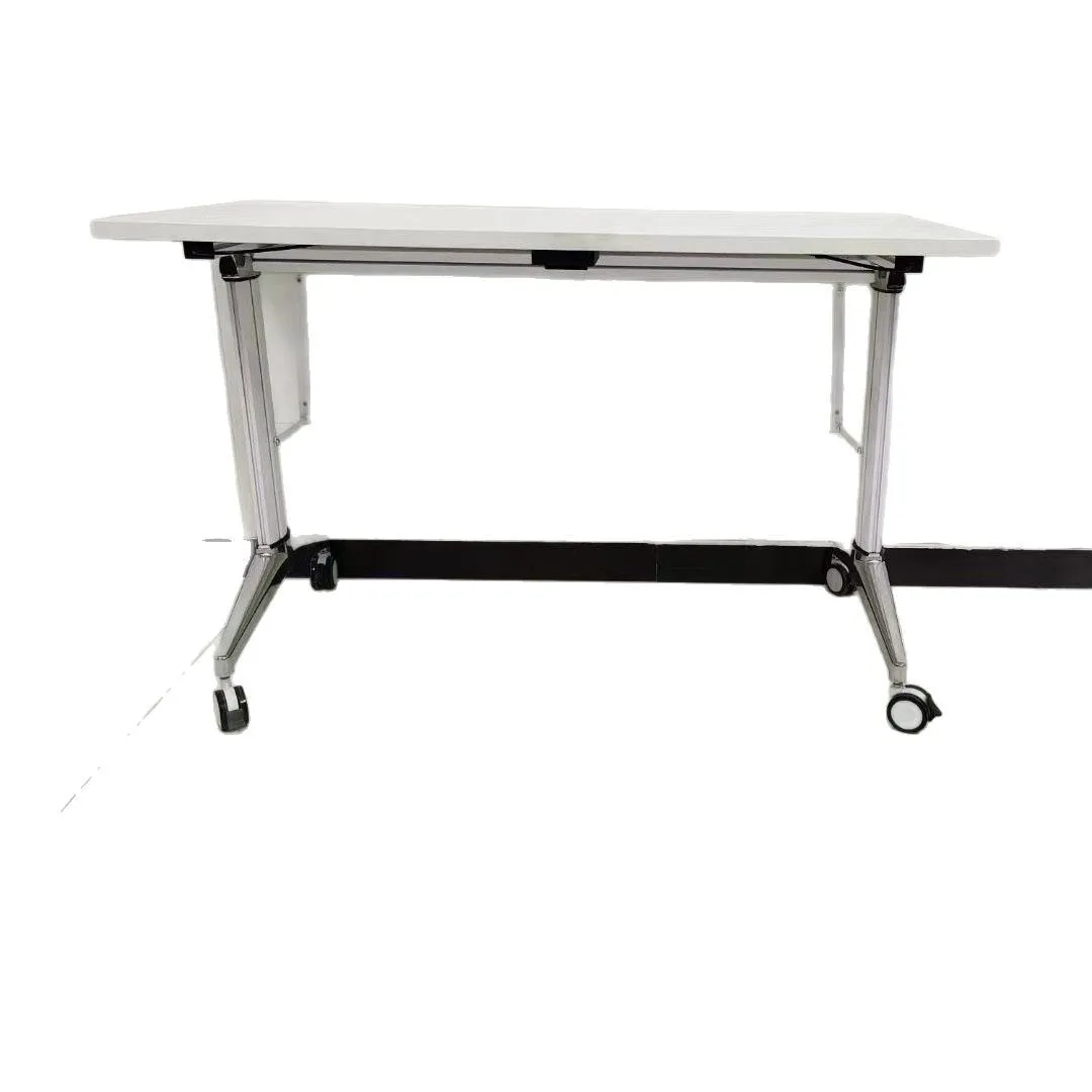 Folding conference table, flipping office desk combination with wheels, aluminum alloy that can be spliced together