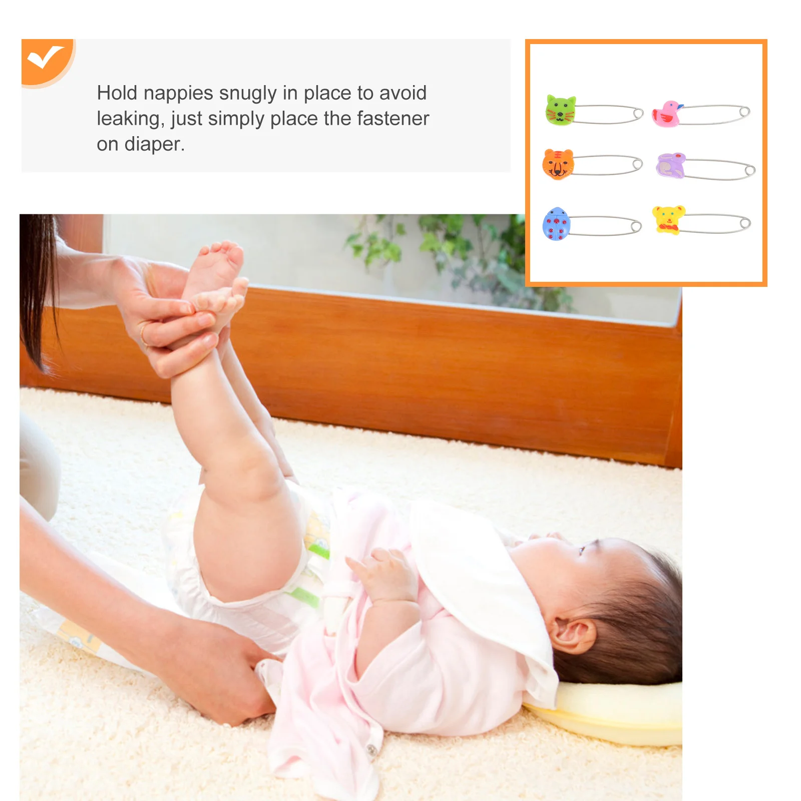 

30Pcs Long Safety Pin Nosmell Comfortable for Baby and Pet Diapers Plastic Head Safety Pin