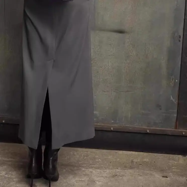 

Осень 2024, женский облегающий жилет, юбка-миди, прямая юбка трапециевидной формы, повседневная универсальная дизайнерская юбка со средней талией