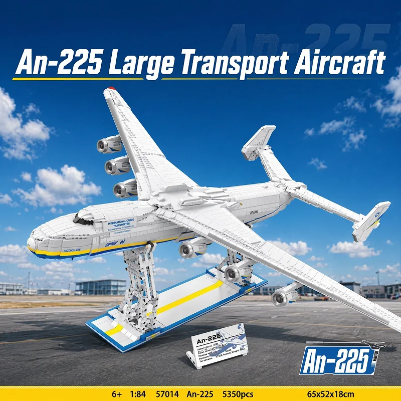 Klemmbausteine An-225 Großes Transportflugzeug 1:84 Bausteine Technisches Militärisches Schwerflugzeug Modellbausatz Jungen Spielzeug Erwachsene Kinder DIY Geschenk 5350 Teile