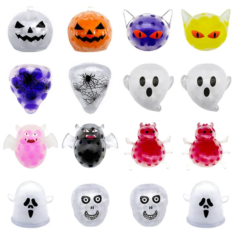 มินิการ์ตูนบีบของเล่นฮาโลวีนสร้างสรรค์ความเครียดบรรเทาของเล่น Fidget ของขวัญของเล่นสําหรับชายและหญิง 1 ชิ้นสุ่ม