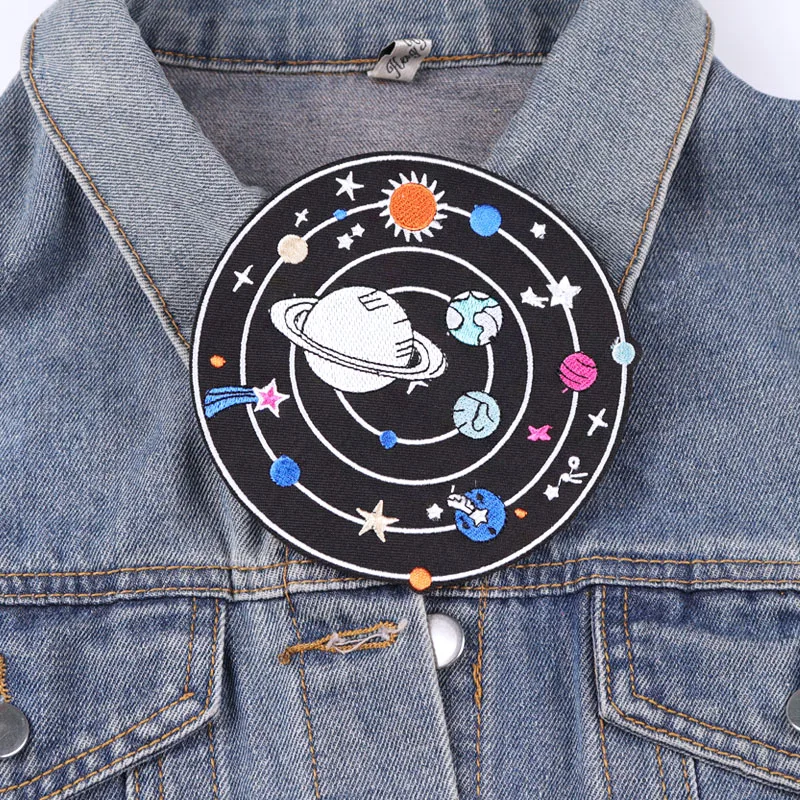 Space Alien UFO Patch Iron On Patches On Clothes Stickers DIY Planet Embroidery Patch Appliques Fusible Patches For Clothing Sew view 2