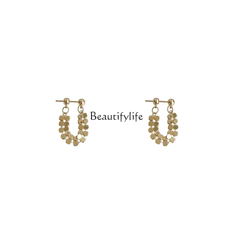 

Gold women's niche design fringed earrings, high-end temperament earrings.