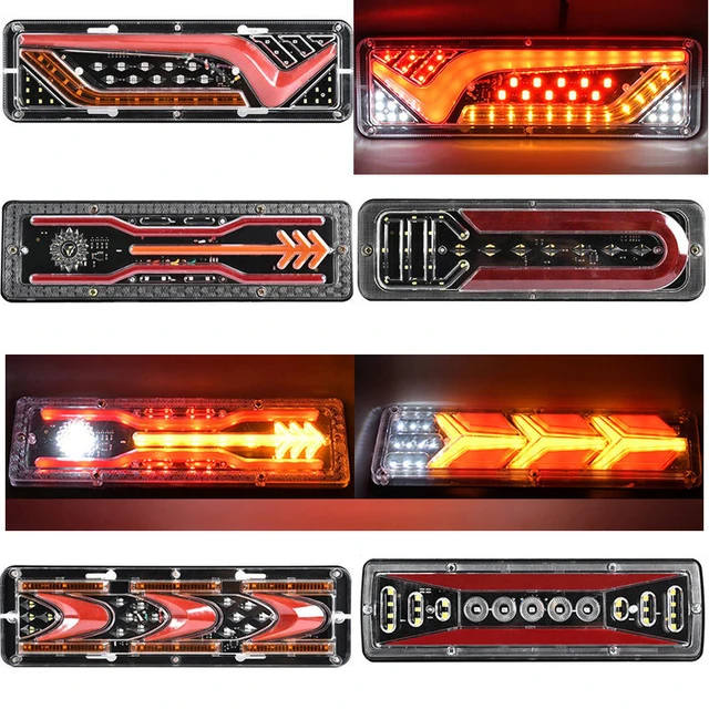 トレーラー,車,トラック,テールライト,リアライト,シグナルライト,2個用のLEDテールライト12V/24V