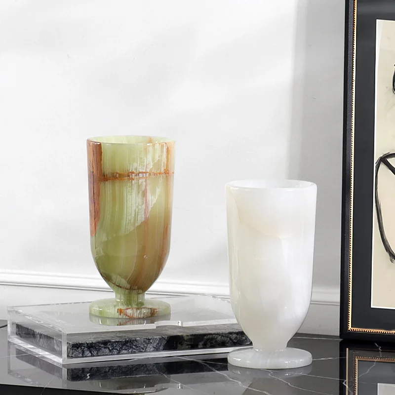 Medieval natural jade vase ornament model room sales office study niche high-end decoration ornament