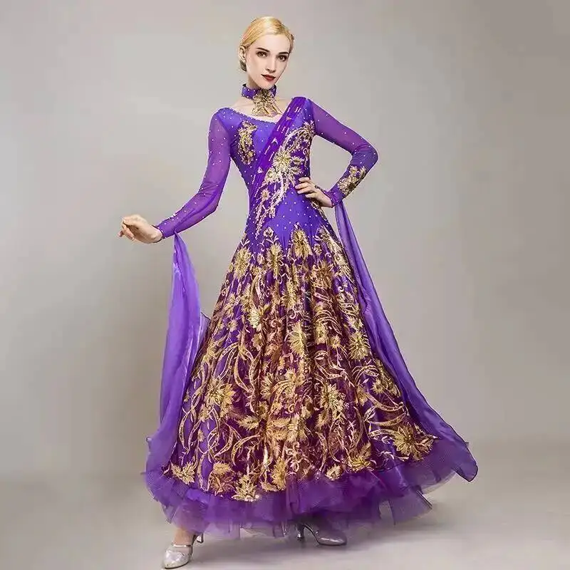 New Modern Dance Dress Handmade Hot Diamond National Standard Dress Social Dance Ballroom Dance Performance Costume
