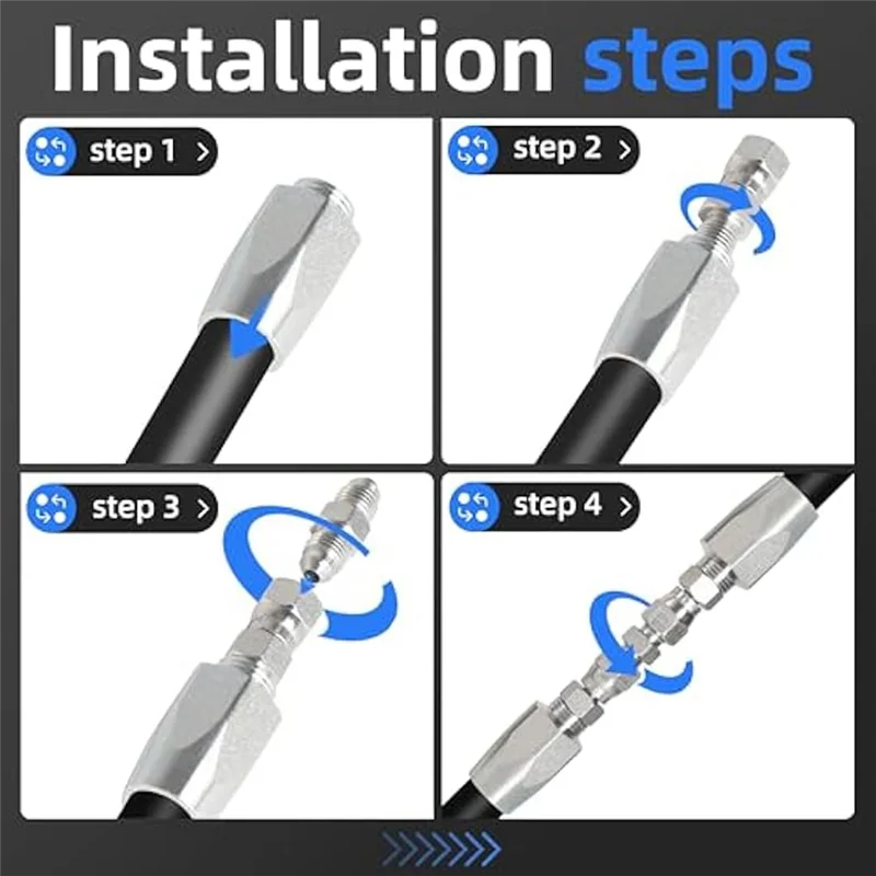 -BABQ Kit di riparazione riutilizzabile per raccordi per tubi idraulici da 4 pezzi, raccordi per tubi idraulici 1/2In3/4In, kit di riparazione per tubi idraulici