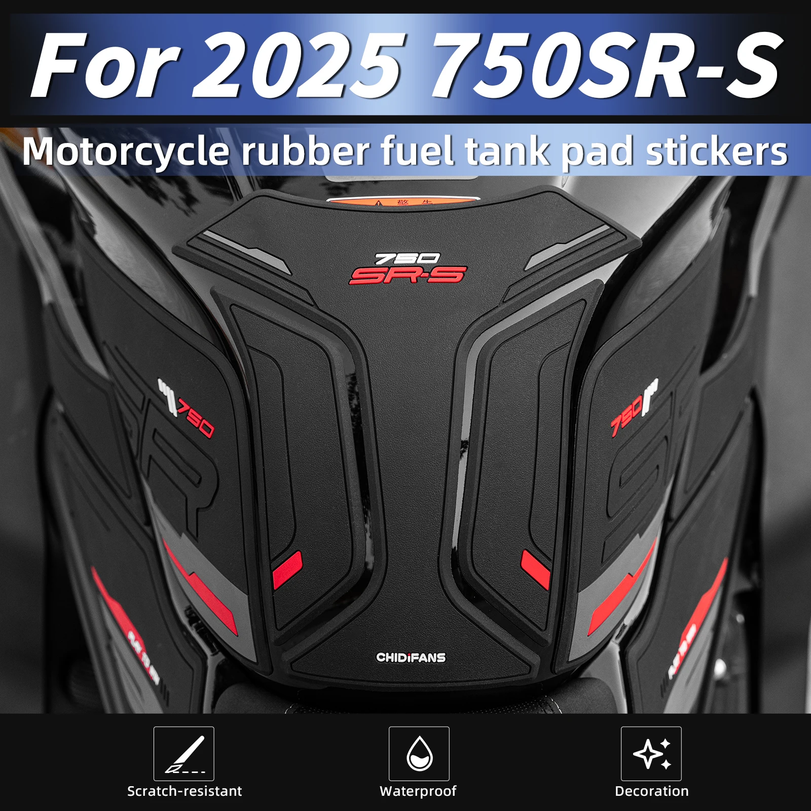 

Suitable for 2025 CFMOTO 750SR-S Durable Rubber Tank Pad 3M Adhesive Anti-Yellowing Weatherproof Decorative Mod Parts