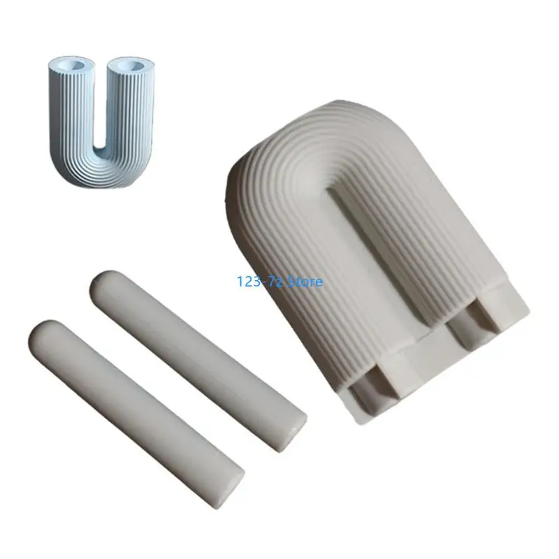 

A9BF High Quality Silicone Mold For Creating Unique Geometric Striped U Shaped Holders Perfect For Special Occasions
