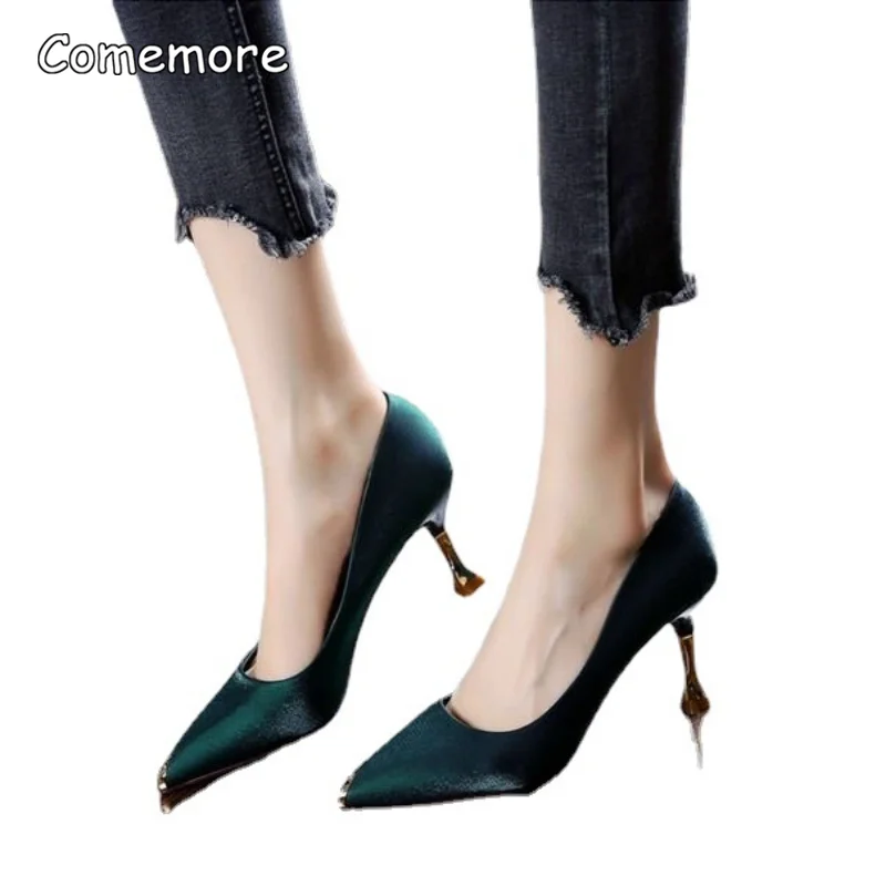 Comemore Women Office Party Pumps Shoes Black Red High Heels Women\'s Pump Stilito Heel Elegant Woman Heeled Shoe Stiletto 7.5cm