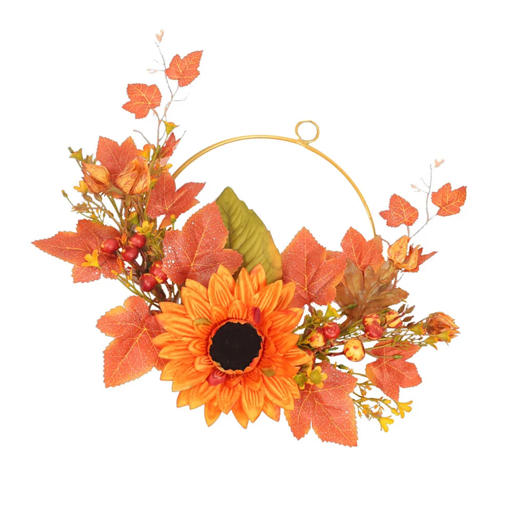 

Artificial Sunflower Wreath Home Decor Door Wall Bedroom Wedding Party Thanksgiving Autumn Festival Decoration Silk Cloth