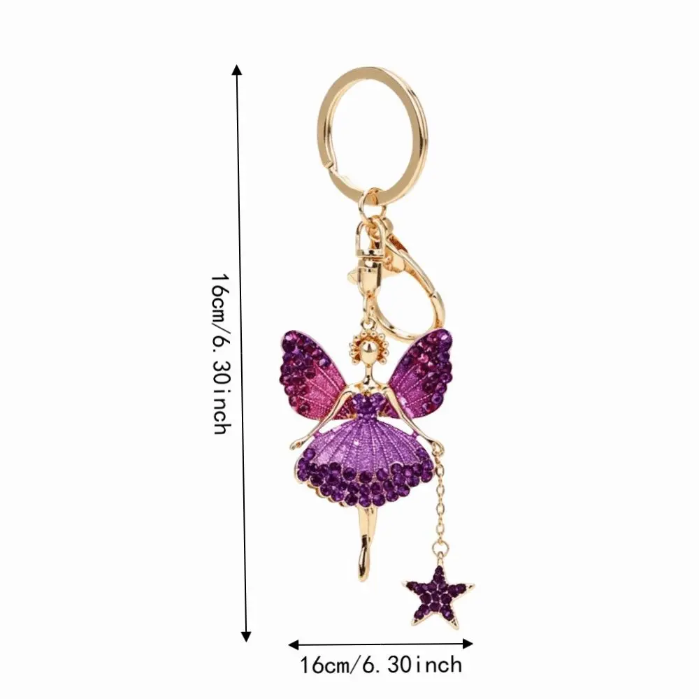 2pcs Pink / Purple Rhinestone Keychain Pendant Design Rhinestone Inlaid Zinc Alloy Key Chain Zinc Alloy Material