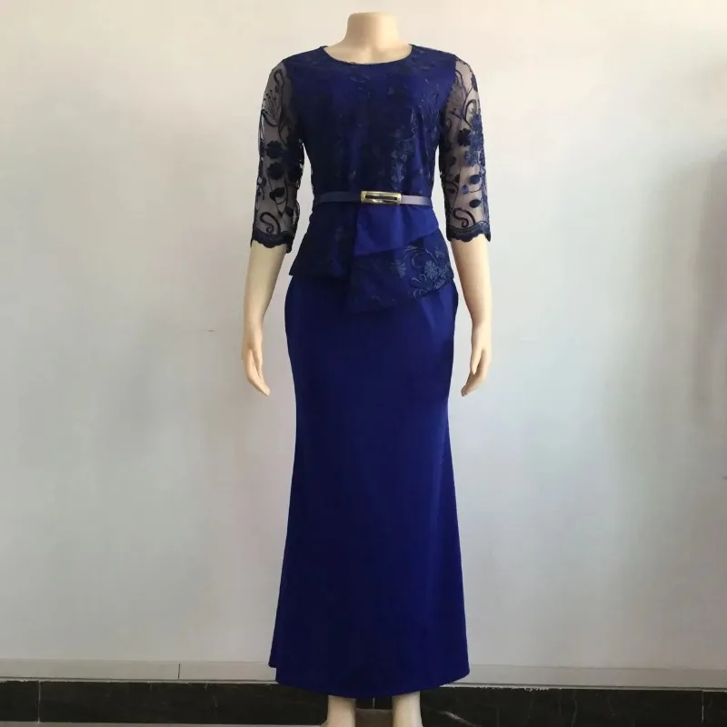 

African women's spring and autumn plus size slim patchwork lace dress elegant dress long dress African clothing XL-5XL
