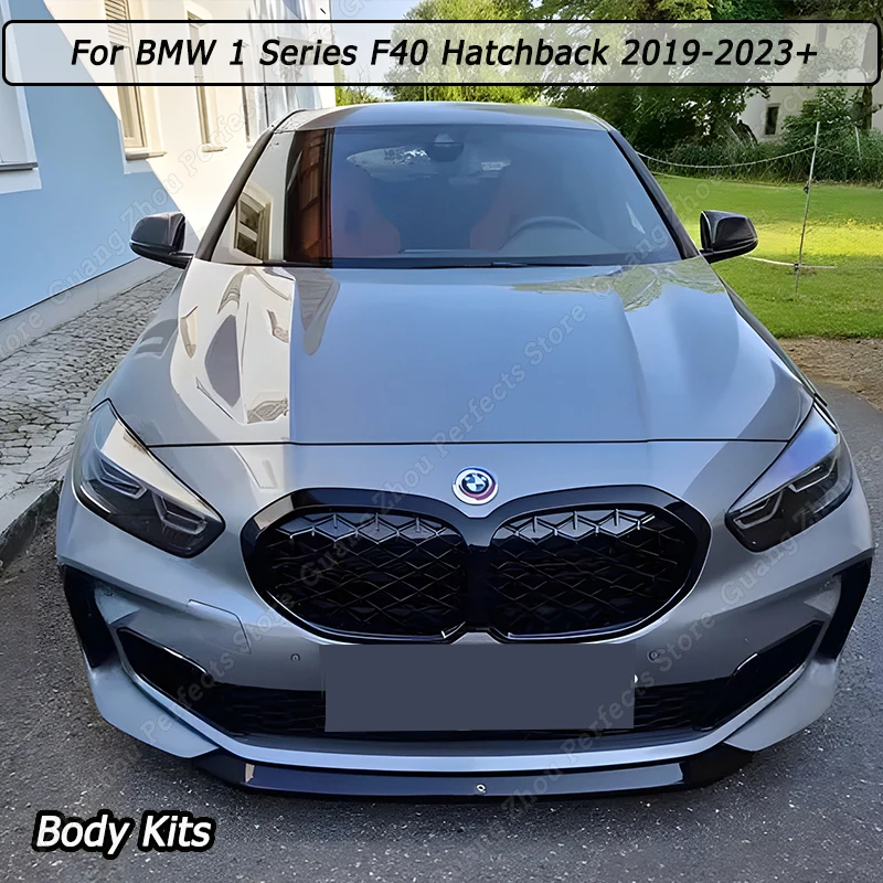 Front Side Bumper Wind Knife Racing Grills Headlights Eyebrow Eyelids For BMW 1 Series F40 Hatchback 2019-2023+ Body Kit Tuning
