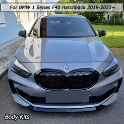 Front Side Bumper Wind Knife Racing Grills Headlights Eyebrow Eyelids For BMW 1 Series F40 Hatchback 2019-2023+ Body Kit Tuning