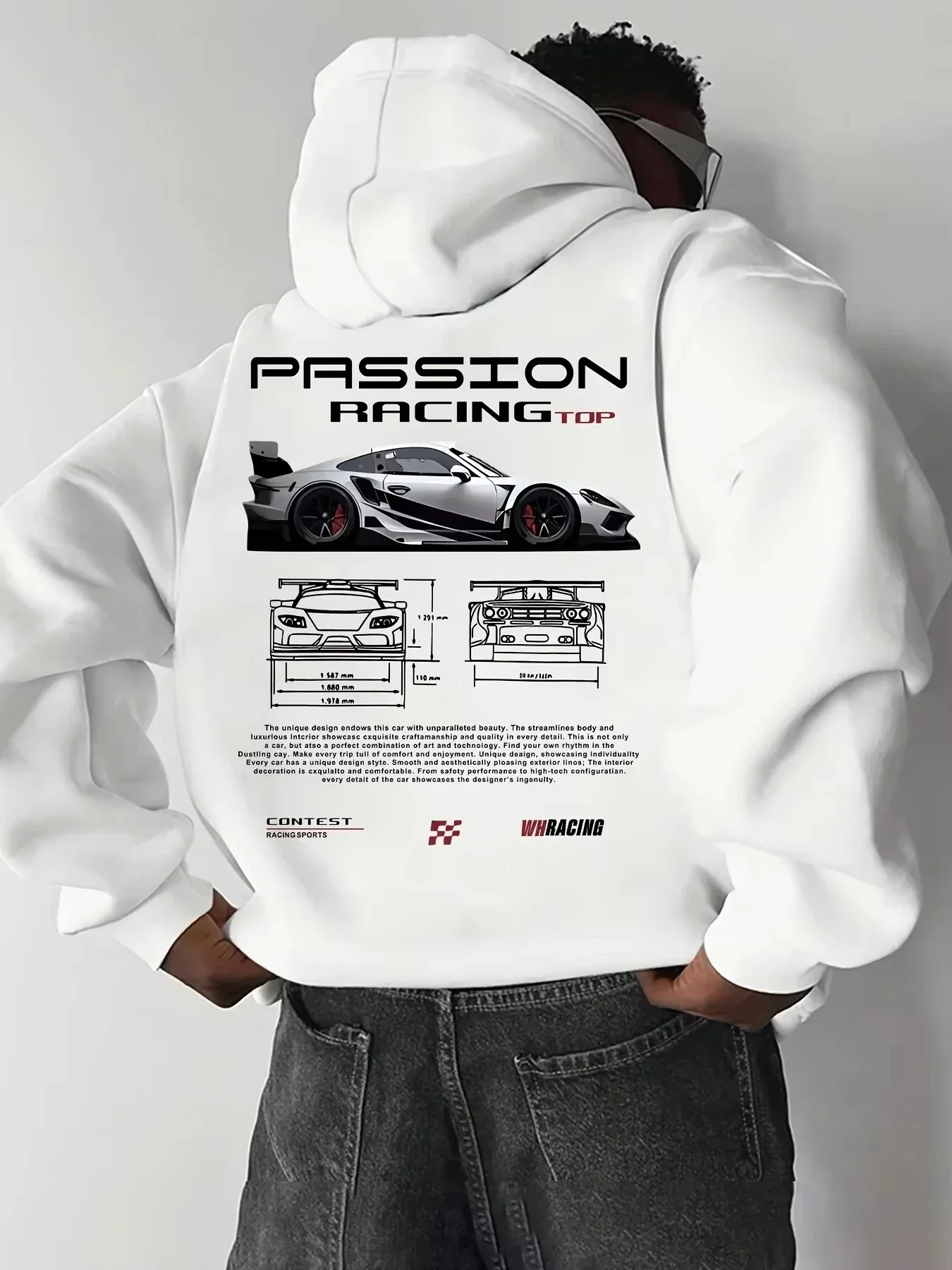 Racing Hoodie Unisex Car Passion Supercar JDM Motorsport Blueprint Speed Track Oversized Casual Sport Sweatshirts