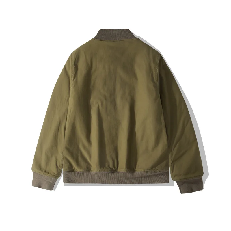 Men N-1 Deck Jacket Military Aviator Stand Collar Thick Padded Vintage Loose Multi Pocket Warm Zip Up Flight Jacket Daily