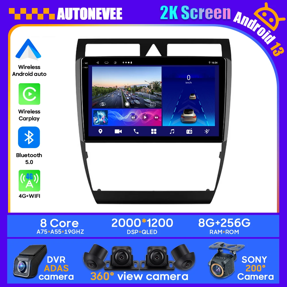 

Car Android Auto For Audi A6 C5 1997 - 2004 GPS Navigation Head Unit Multimedia Player Carplay Auto Wireless No 2din DVD Screen