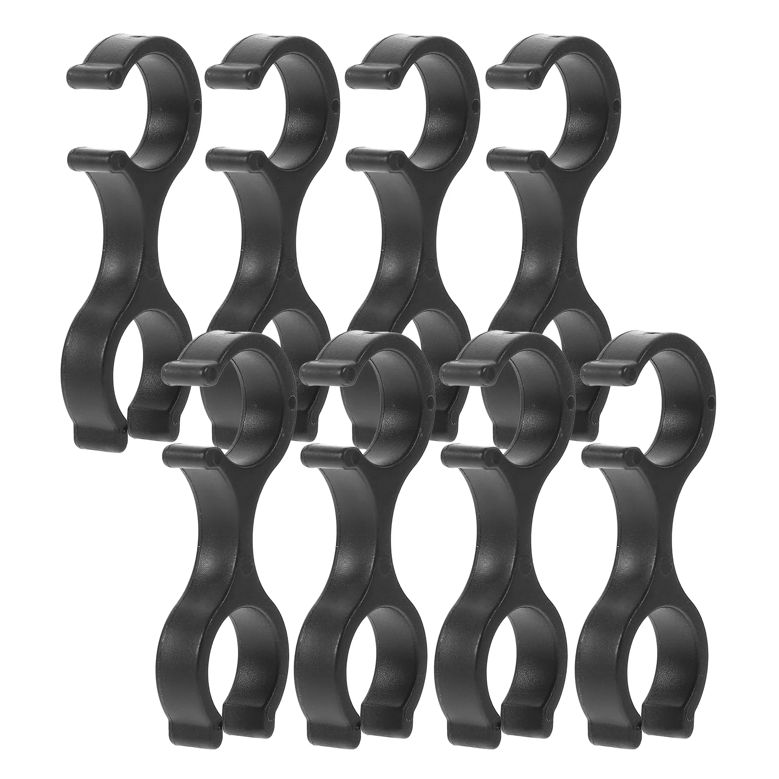 8 Pcs Storage Clasps Alpenstock Clips Pole Clamp Handcuffs Shape Black Rotatable