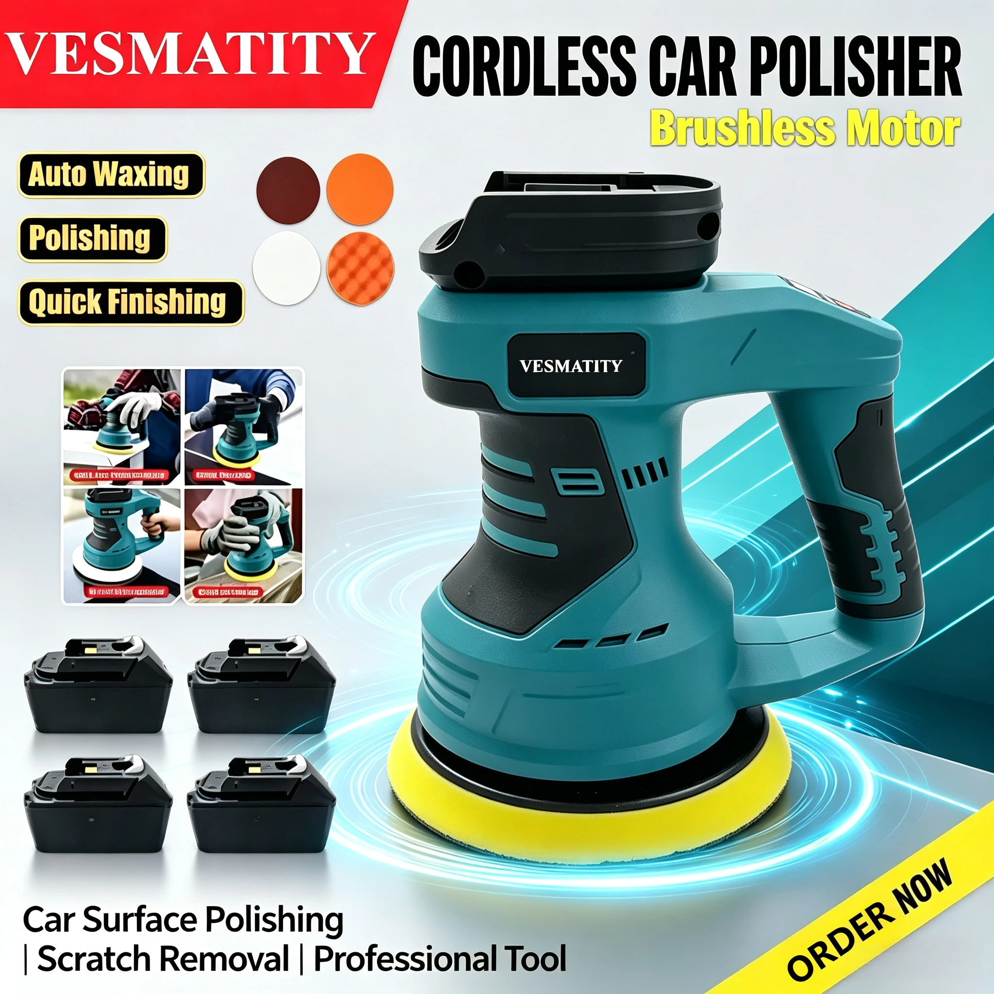 Polisher Power Tools Rechargeable Cordless Adjustable Electric Car Polisher Auto Waxing Sealing Glaze Tool For 18V-20V Battery