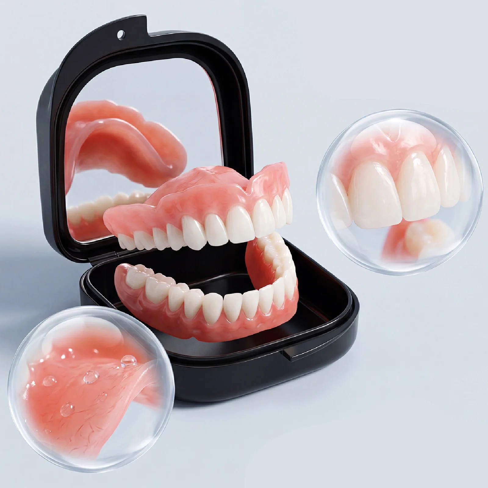 Full Set Natural Dentures Upper & Lower Silicone Fake Teeth Braces Comfort Fit Instant Confidence Smile Oral Care For Men Women