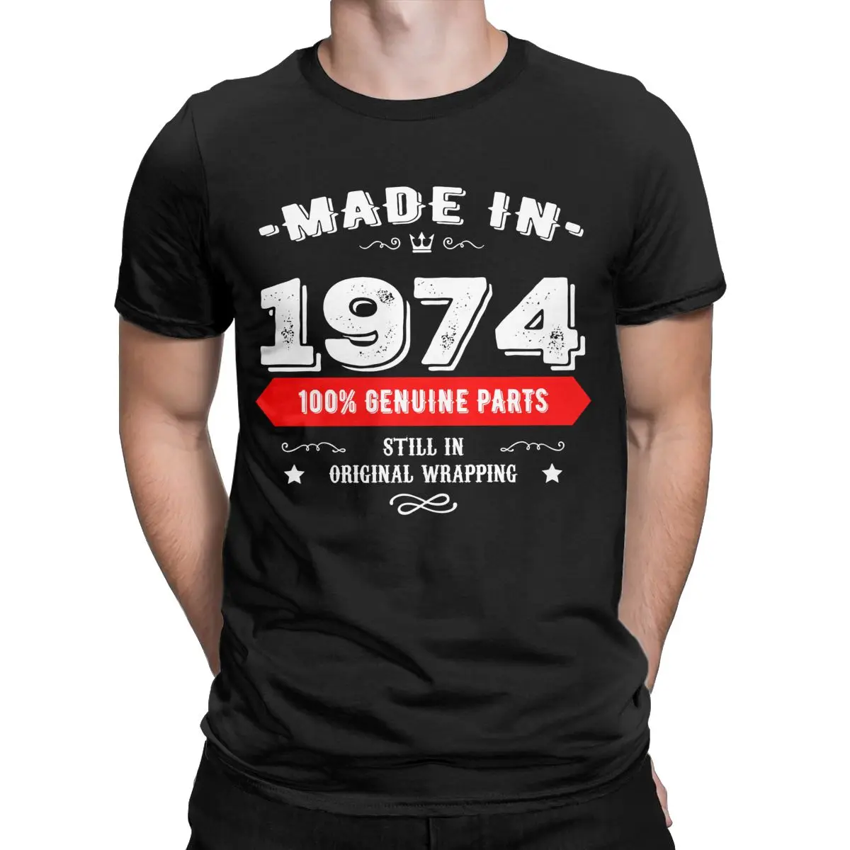 

vintage Made In 1974 100% Genuine Parts Born In 1974 50 Years old 100% Cotton 50th anniversary gift T Shirt for 50th birthday