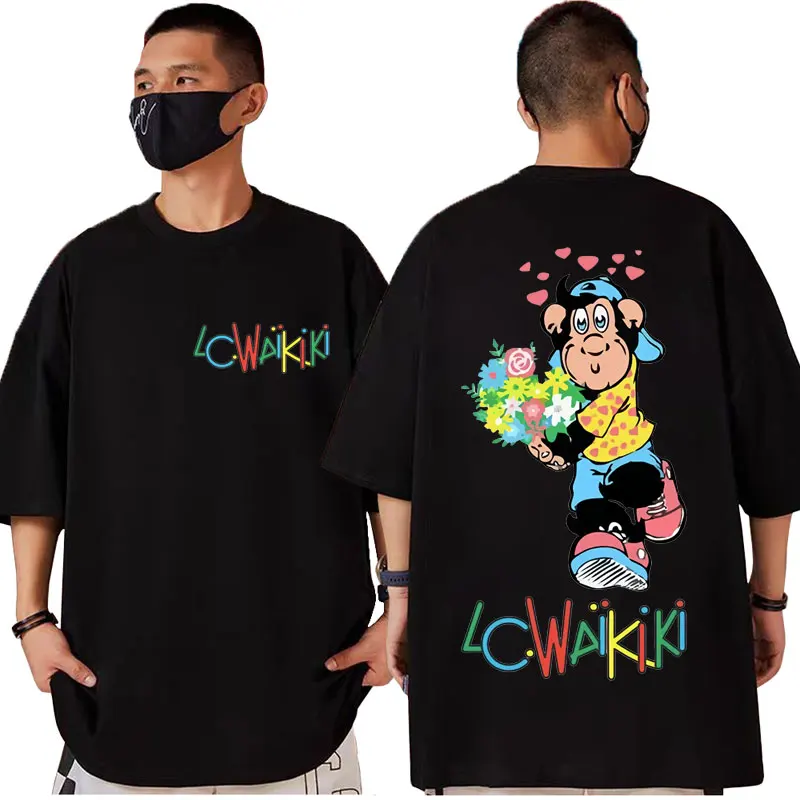 

Lc Waikiki Monkey Funny Cartoon T-shirt High Quality Fashion Short Sleeve T-shirts Unisex Casual Loose Cotton T Shirt Streetwear