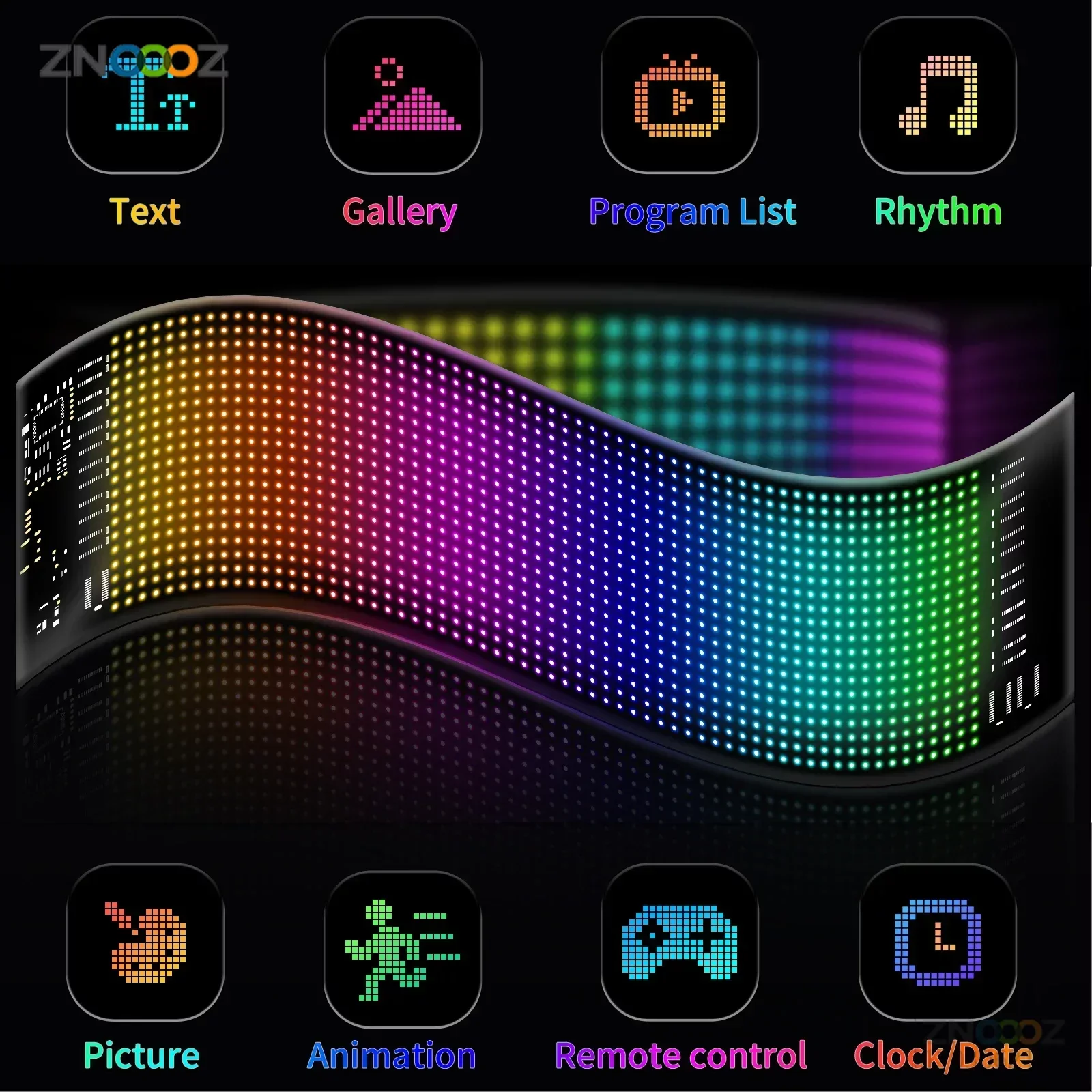 Car LED Matrix Pixel Panel DIY RGB LIghting Graffiti Scrolling Text Board Windshield Advertising Screen Bluetooth APP Control