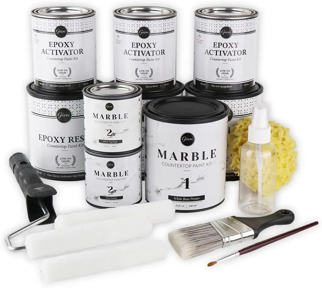 Kit de pintura epoxi para encimera, mármol Giani, blanco de Carrara