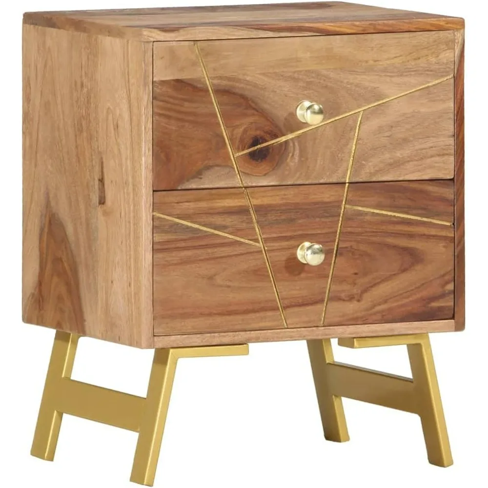 

Bedside Cabinet Solid Sheeshma Wood, Rustic Sheeshma Wood Bedside Table with Drawers for Bedroom Storage Bedroom Furniture