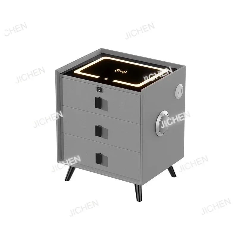 Sales Nightstand Touch Sensing Led Light Usb Smart Wireless Charger Speaker Design Fingerprint Lock Bedside Table