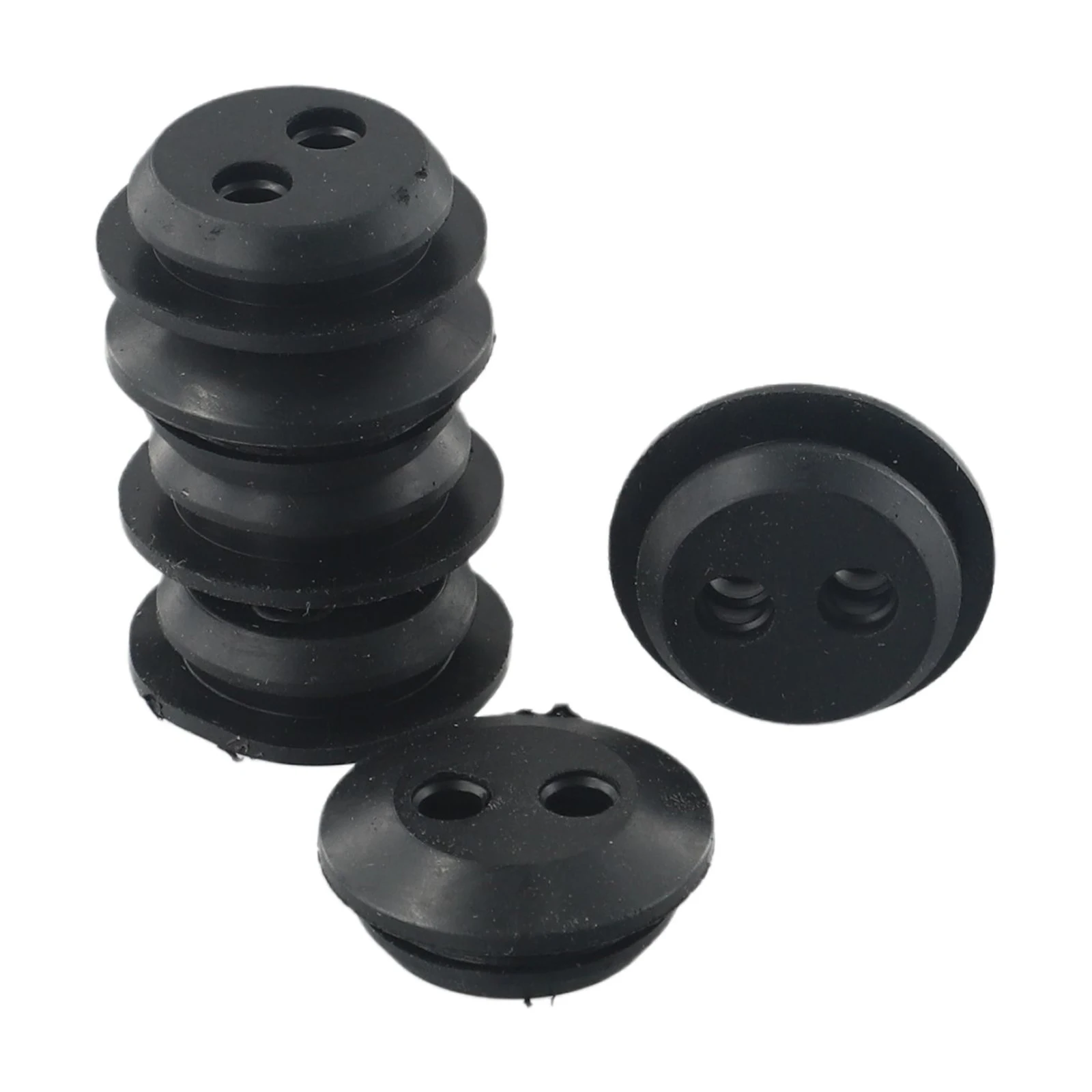 6 Pcs 2 Holes Black Rubber Fuel Tank Seal Grommets Mower Fuel Pipe Hose Gasket Grommet Spare Parts