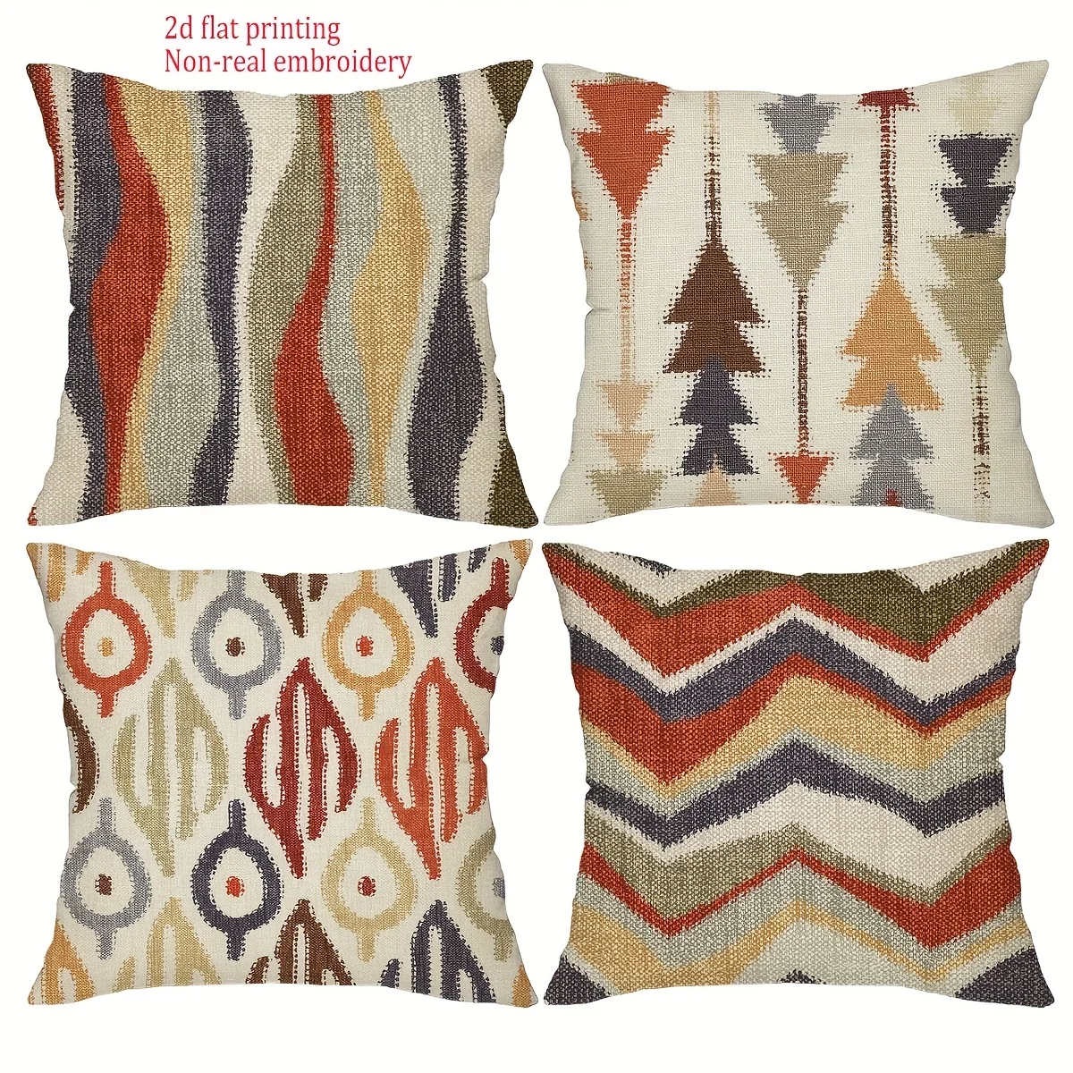 Juego  4 fundas  almohada  estilo bohemio, fundas  almohada con arte geométrico abstracto para coración l hogar, a