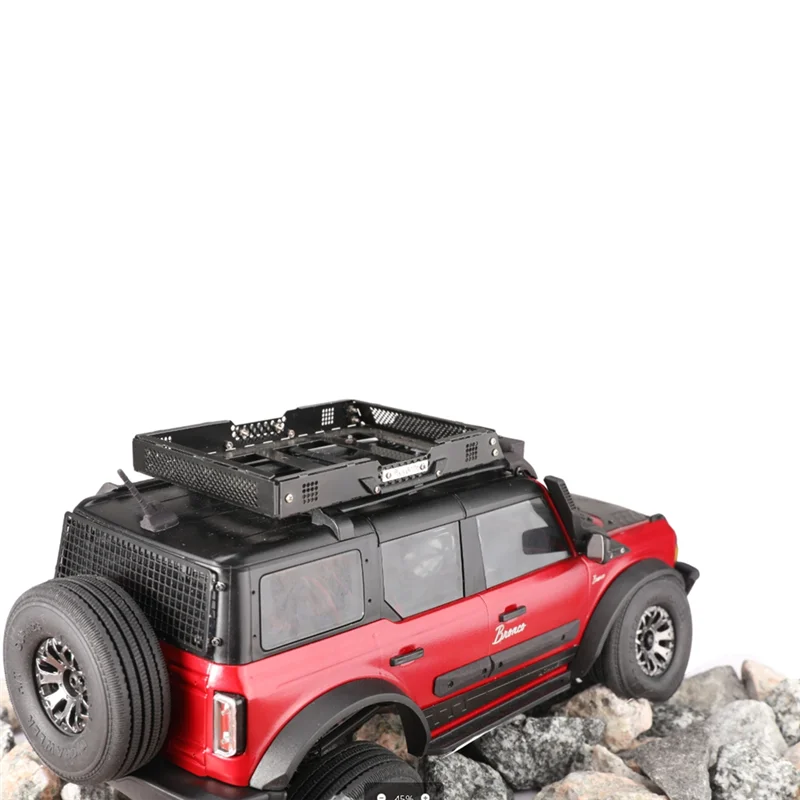 TRX4M 1/18 RC 크롤러 자동차 업그레이드 부품 액세서리 용 고정 레일이있는 AM-금속 수화물 캐리어 루프 랙