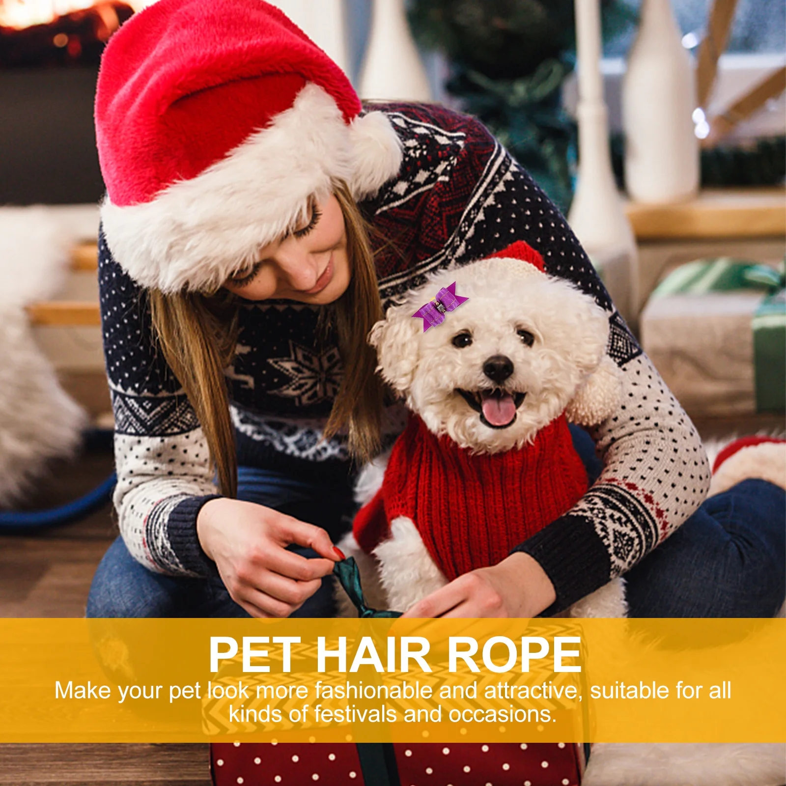 

10Pcs Pet Bow Hair Tie Exquisite Dog Hair Accessories for Puppies Grooming Decorative Pet Supplies Dog Headdress