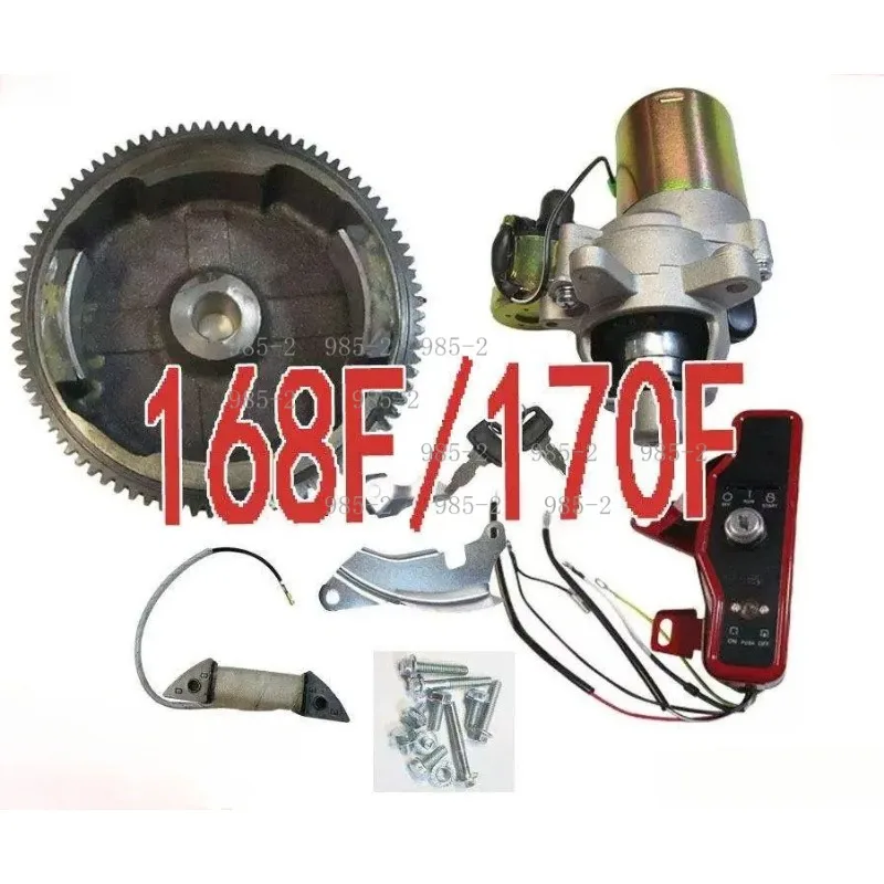 168/170F Motor Electric Start Assembly Kit, 2-3KW Engine Conversion Starter Switch 4-Part Set